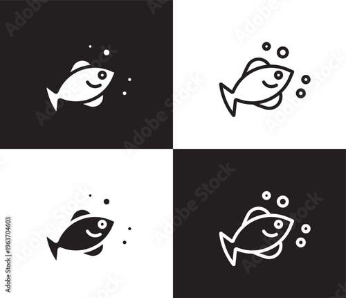 marine fish icon. Outline and filled marine fish icon from culture and civilization collection. Thin line and Solid vectors isolated on black, white background. Editable marine fish symbol