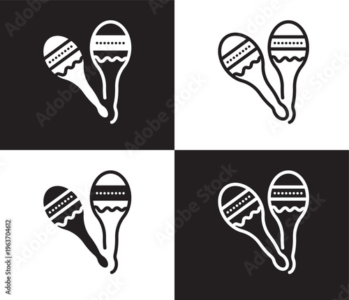 maracas couple icon. Outline and filled maracas couple icon from culture and civilization collection. Thin line and Solid vectors isolated on black, white background. Editable maracas couple symbol