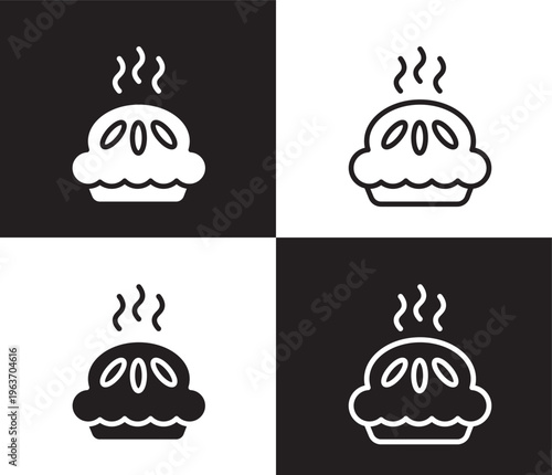 meat pie icon. Outline and filled meat pie icon from culture and civilization collection. Thin line and Solid vectors isolated on black, white background. Editable meat pie symbol
