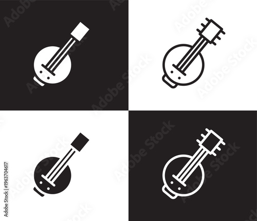 kora icon. Outline and filled kora icon from culture and civilization collection. Thin line and Solid vectors isolated on black, white background. Editable kora symbol