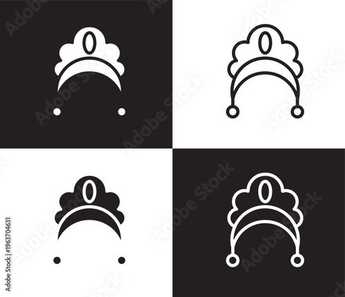 kokoshnik icon. Outline and filled kokoshnik icon from culture and civilization collection. Thin line and Solid vectors isolated on black, white background. Editable kokoshnik symbol