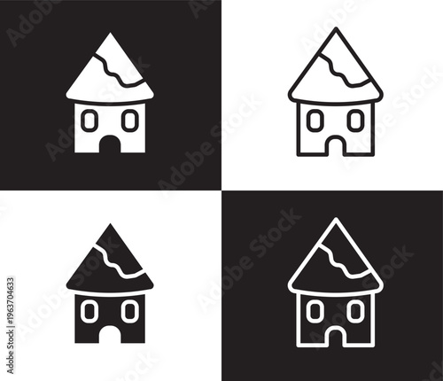 indian village icon. Outline and filled indian village icon from culture and civilization collection. Thin line and Solid vectors isolated on black, white background. Editable indian village symbol