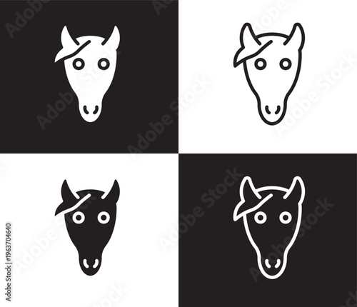 horse head icon. Outline and filled horse head icon from culture and civilization collection. Thin line and Solid vectors isolated on black, white background. Editable horse head symbol