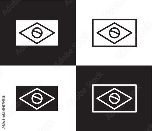 brazil flag icon. Outline and filled brazil flag icon from culture and civilization collection. Thin line and Solid vectors isolated on black, white background. Editable brazil flag symbol