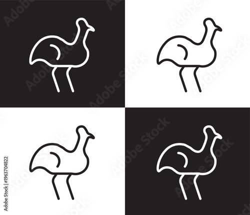 australian emu icon. Outline and filled australian emu icon from culture and civilization collection. Thin line and Solid vectors isolated on black, white background. Editable australian emu symbol