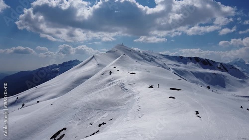 aerial view of snowy mountains in the pyrenees