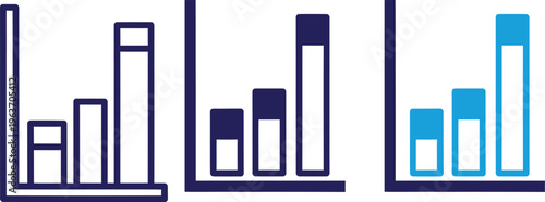 Financial growth icon with rising bar chart, upward arrow and dollar coin. Concept of profit increase, revenue growth, income, investment success and financial performance. 
