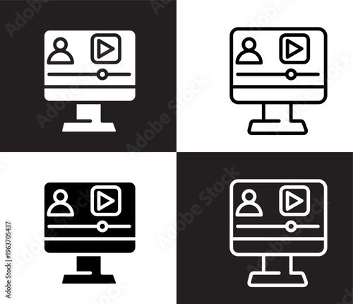 video lecture icons. Thin line video lecture, training icon from computer and tech collection. Thin line and Solid vectors isolated on black, white background. Editable video lecture symbol