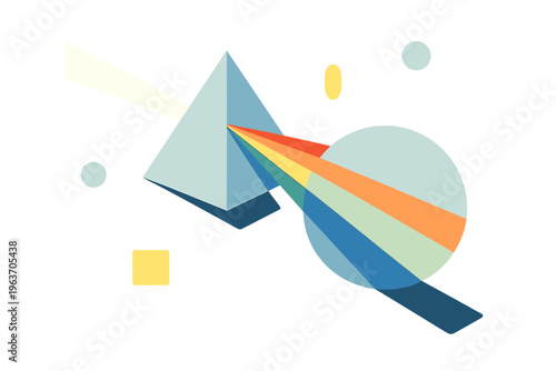 Prism refracts white light into a spectrum of colors, demonstrating optical physics