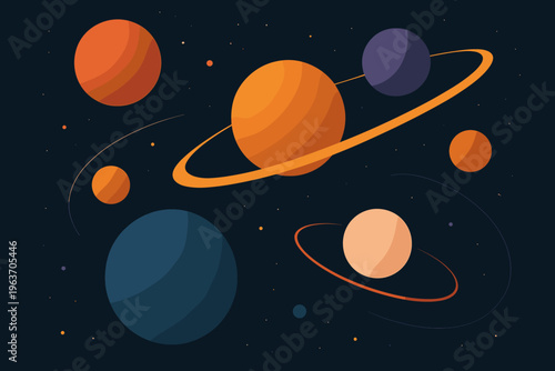 Vibrant planets and celestial bodies orbiting in the vastness of deep space