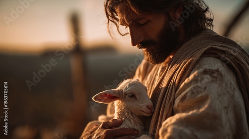 Jesus Christ holding lamb symbolizing faith and Easter spirituality