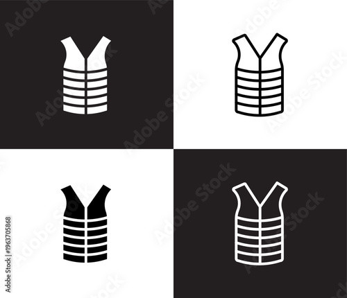 padded vest icon. Outline and filled padded vest icon from clothes and outfit collection. Thin line and Solid vectors isolated on black, white background. Editable padded vest symbol