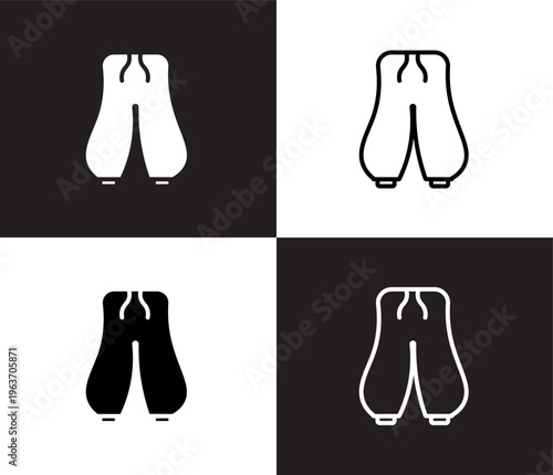 harem pants icon. Outline and filled harem pants icon from clothes and outfit collection. Thin line and Solid vectors isolated on black, white background. Editable harem pants symbol