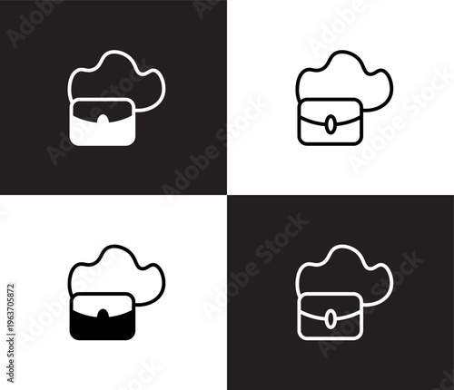 hobo bag icon. Outline and filled hobo bag icon from clothes and outfit collection. Thin line and Solid vectors isolated on black, white background. Editable hobo bag symbol
