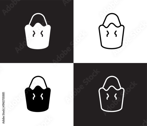 bucket bag icon. Outline and filled bucket bag icon from clothes and outfit collection. Thin line and Solid vectors isolated on black, white background. Editable bucket bag symbol