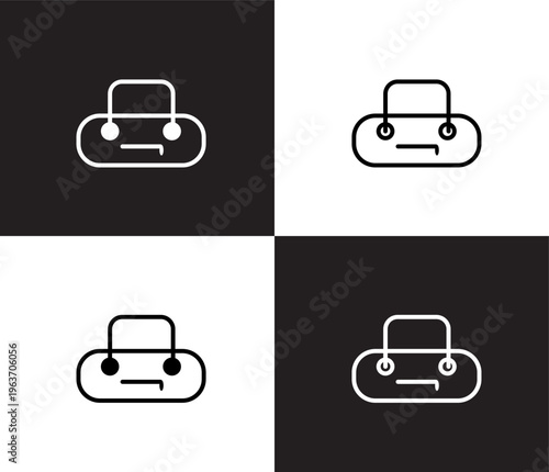 barrel handbag icon. Outline and filled barrel handbag icon from clothes and outfit collection. Thin line and Solid vectors isolated on black, white background. Editable barrel handbag symbol