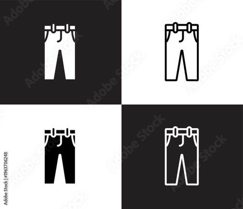 chinos pants icon. Outline and filled chinos pants icon from clothes and outfit collection. Thin line and Solid vectors isolated on black, white background. Editable chinos pants symbol