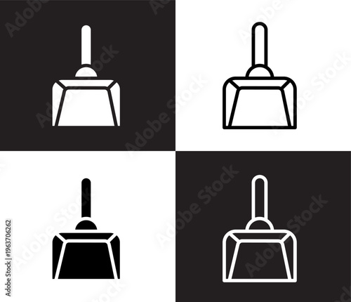 wiping dustpan icon. Outline and filled wiping dustpan, home icon from cleaning collection. Thin line and Solid vectors isolated on black, white background. Editable wiping dustpan symbol