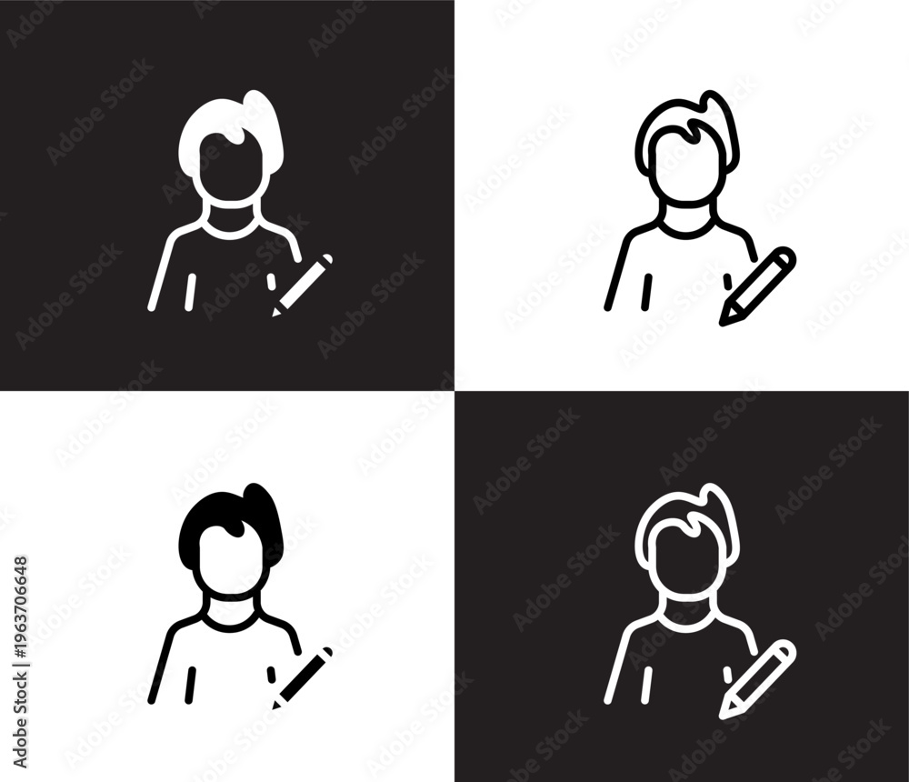 Fototapeta premium author sign icon. Outline and filled author sign icon from cinema and theater collection. Thin line and Solid vectors isolated on black, white background. Editable author sign symbol