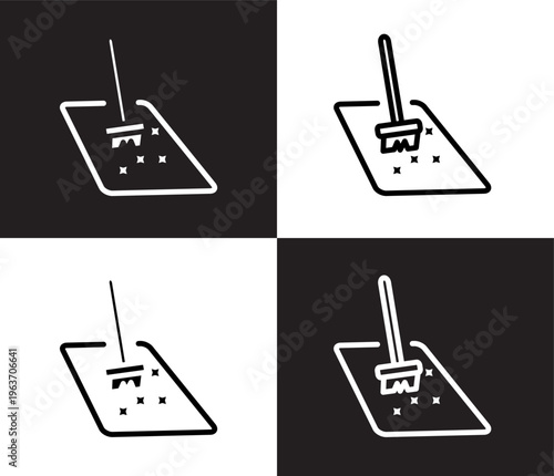 floor cleaner icon. Outline and filled floor cleaner, leaves icon from cleaning collection. Thin line and Solid vectors isolated on black, white background. Editable floor cleaner symbol