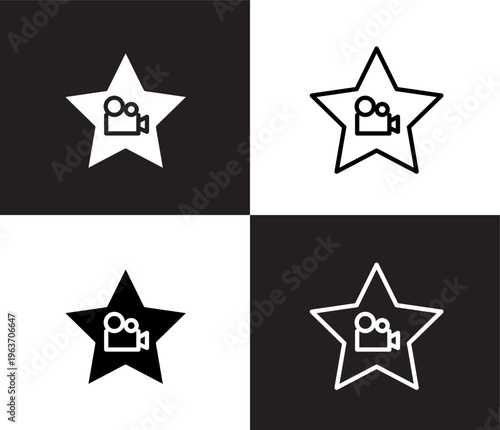 cinema celebrity icon. Outline and filled cinema celebrity icon from cinema and theater collection. Thin line and Solid vectors isolated on black, white background. Editable cinema celebrity symbol