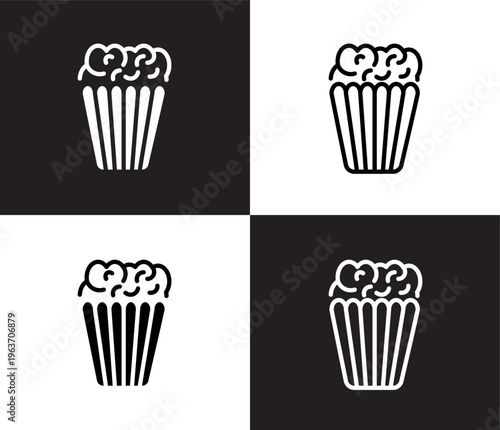 popcorn bag icon. Outline and filled popcorn bag icon from cinema and theater collection. Thin line and Solid vectors isolated on black, white background. Editable popcorn bag symbol