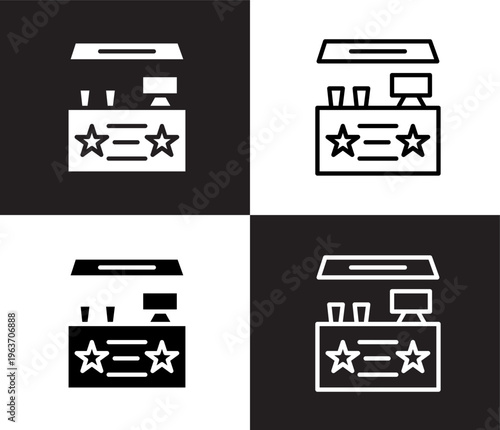 cinema snack bar icon. Outline and filled cinema snack bar icon from cinema and theater collection. Thin line and Solid vectors isolated on black, white background. Editable cinema snack bar symbol