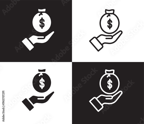 give money icon.Thin line give money icon from business collection. Thin line and Solid vectors isolated on black, white background. Editable give money symbol