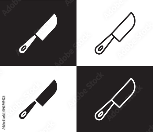 big knife icon. Outline and filled big knife icon from restaurant collection. Thin line and Solid vectors isolated on black, white background. Editable big knife symbol