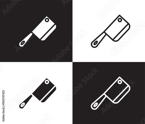 butcher knife icon. Outline and filled butcher knife icon from restaurant collection. Thin line and Solid vectors isolated on black, white background. Editable butcher knife symbol