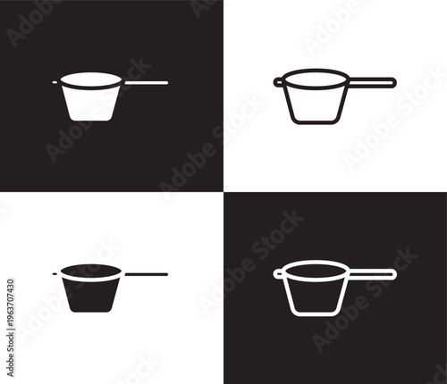 lateral pan icon. Outline and filled lateral pan icon from restaurant collection. Thin line and Solid vectors isolated on black, white background. Editable lateral pan symbol