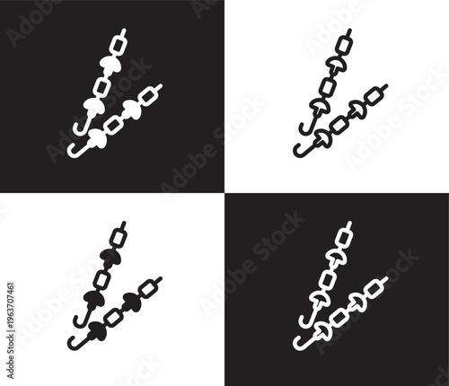 two brochettes icon. Outline and filled two brochettes icon from restaurant collection. Thin line and Solid vectors isolated on black, white background. Editable two brochettes symbol
