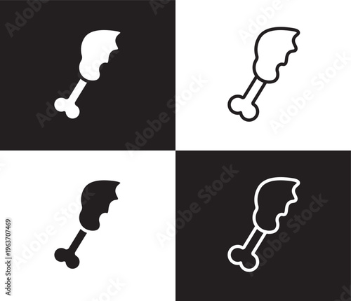 chicken thigh icon. Outline and filled chicken thigh icon from restaurant collection. Thin line and Solid vectors isolated on black, white background. Editable chicken thigh symbol