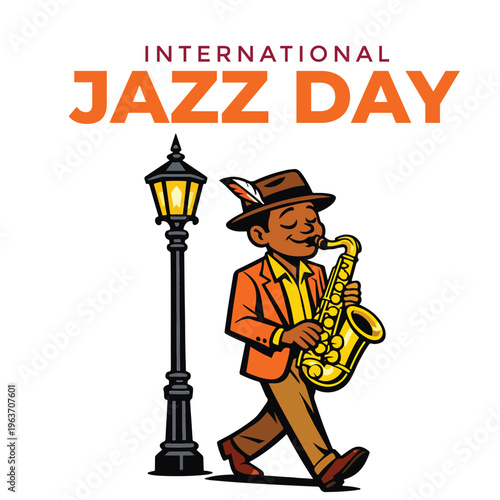 Canvas Print world jazz day illustration