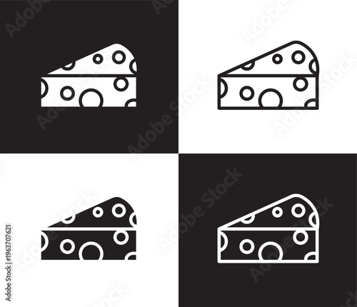 piece of cheese icon. Outline and filled piece of cheese icon from restaurant collection. Thin line and Solid vectors isolated on black, white background. Editable piece of cheese symbol