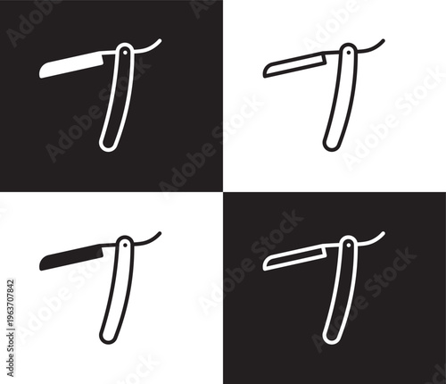 straight razor icon. Outline and filled straight razor icon from beauty and elegance collection. Thin line and Solid vectors isolated on black, white background. Editable straight razor symbol