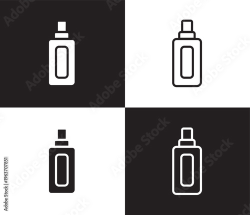 inclined bottle icon. Outline and filled inclined bottle icon from beauty and elegance collection. Thin line and Solid vectors isolated on black, white background. Editable inclined bottle symbol