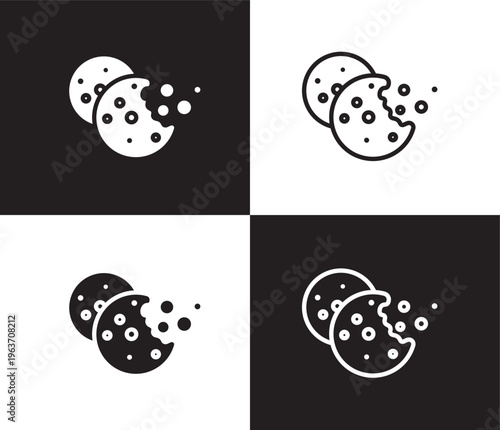 cookies icon. Outline and filled cookies icon from artificial intellegence collection. Thin line and Solid vectors isolated on black, white background. Editable cookies symbol
