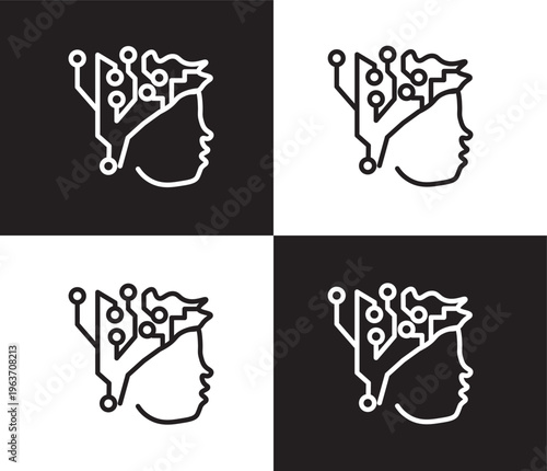 intelligence icon. Outline and filled intelligence icon from artificial intellegence collection. Thin line and Solid vectors isolated on black, white background. Editable intelligence symbol