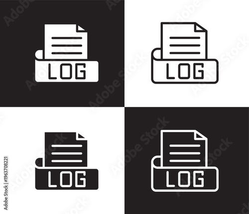 log file icon. Outline and filled log file icon from artificial intellegence collection. Thin line and Solid vectors isolated on black, white background. Editable log file symbol