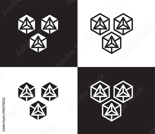 hexagons icon. Outline and filled hexagons icon from artificial intellegence collection. Thin line and Solid vectors isolated on black, white background. Editable hexagons symbol