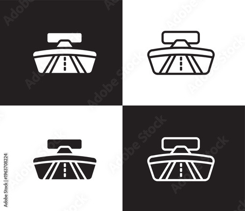 rearview mirror icon. Outline and filled rearview mirror icon from artificial intellegence collection. Thin line and Solid vectors isolated on black, white background. Editable rearview mirror symbol