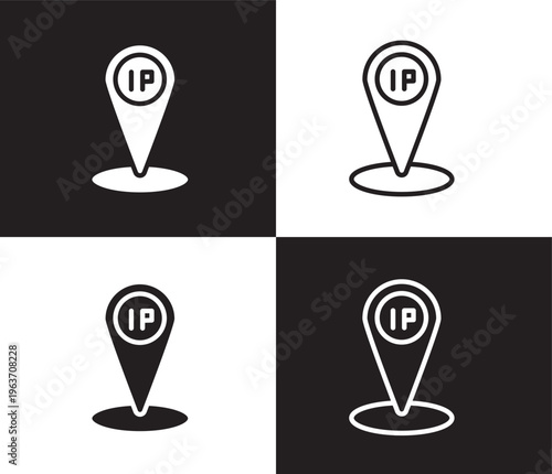 ip icon. Outline and filled ip icon from artificial intellegence collection. Thin line and Solid vectors isolated on black, white background. Editable ip symbol