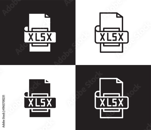 xlsx icon. Outline and filled xlsx icon from artificial intellegence collection. Thin line and Solid vectors isolated on black, white background. Editable xlsx symbol