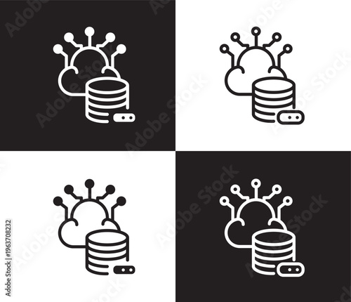 storage icon. Outline and filled storage icon from artificial intellegence collection. Thin line and Solid vectors isolated on black, white background. Editable storage symbol