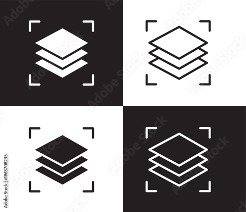 layers icon. Outline and filled layers icon from artificial intellegence collection. Thin line and Solid vectors isolated on black, white background. Editable layers symbol