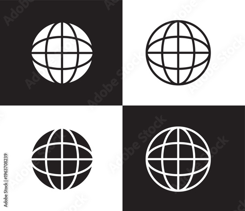 global icon. Outline and filled global icon from artificial intellegence collection. Thin line and Solid vectors isolated on black, white background. Editable global symbol