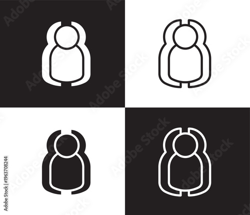 users icon. Outline and filled users icon from artificial intellegence collection. Thin line and Solid vectors isolated on black, white background. Editable users symbol