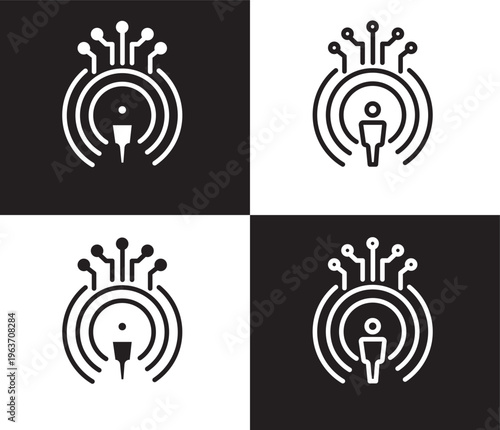 telepresence icon. Outline and filled telepresence icon from artificial intellegence collection. Thin line and Solid vectors isolated on black, white background. Editable telepresence symbol