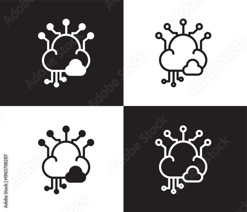 big data icon. Outline and filled big data icon from artificial intellegence collection. Thin line and Solid vectors isolated on black, white background. Editable big data symbol